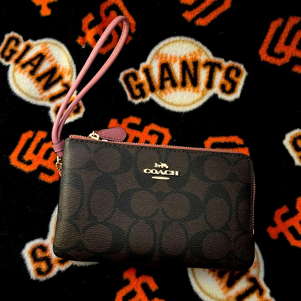 Coach double zip wristlet